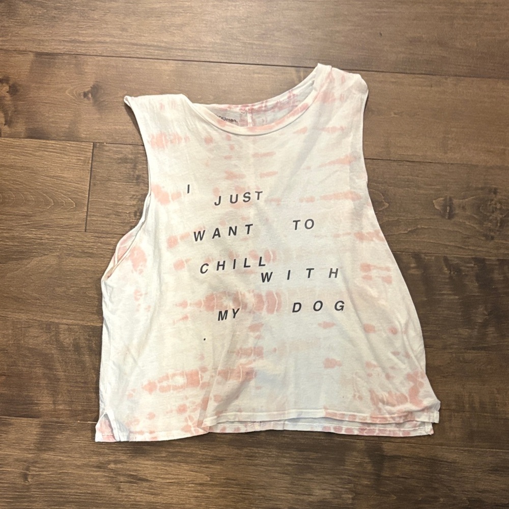 good hYOUman White and Pink Graphic Tank Top